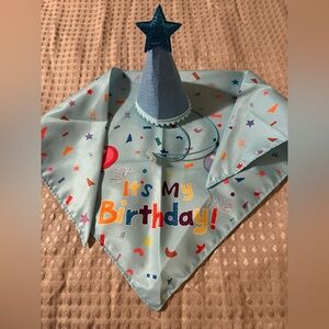 Dog Birthday Party Hat and Bandana Set - Blue BN large